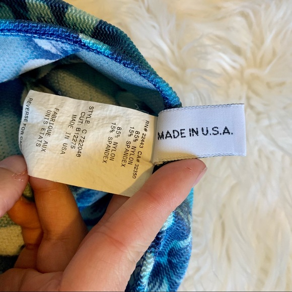 VTG 90’s Tropical Blue High Cut One Piece Swimsuit - Picture 6 of 7